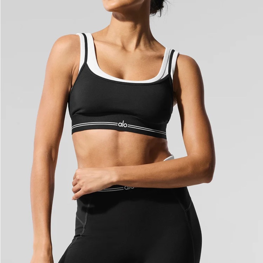 ALO Yoga Airbrush Better Together Sports Bra Black/White - BRAND NEW